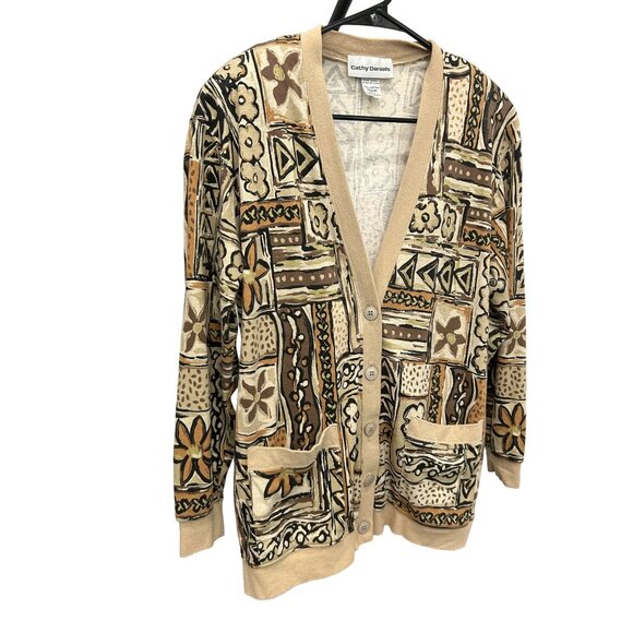 Cathy Daniels Womens Medium Abstract Cardigan Sweater Sz M - Picture 3 of 7